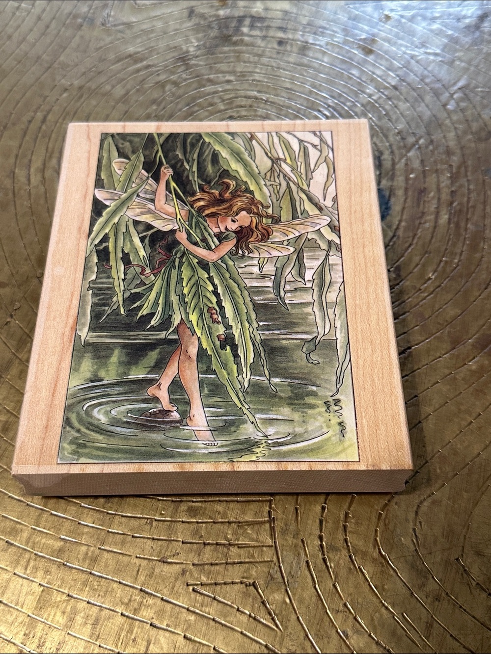 Vintage Stamps Happen Flower Fairies Willow Fairy Illustration Wooden Block Art